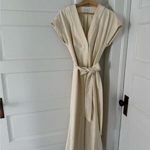 AYR Cream Midi Jumpsuit with Belted Waist